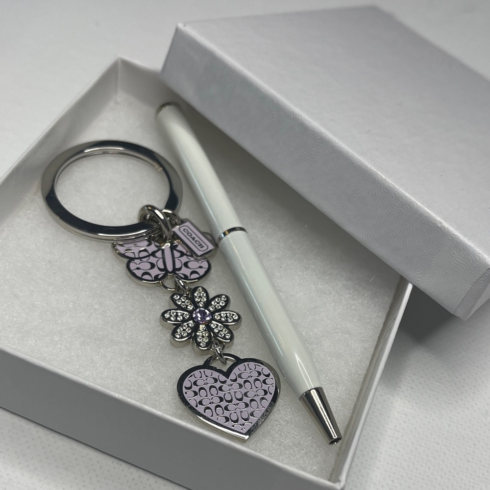 Coach Purple Butterfly and Heart Keychain and Coach Pen - Picture 5 of 5